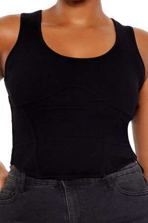 ASH BROWN Plus Size Sweater-Knit Corset Tank Top, image 3