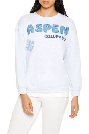 GREY/MULTI Aspen Colorado Rhinestone Pullover, image 1