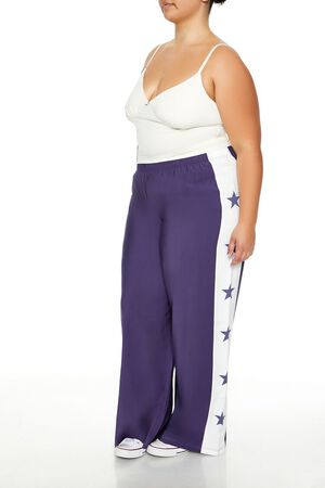 BLUE/WHITE Plus Size Star Striped Pants, image 3
