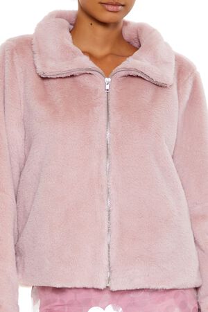 MAUVE Faux Fur Zip-Up Coat, image 3