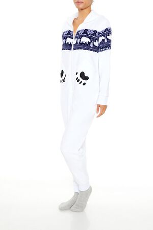 WHITE/MULTI Hooded Polar Bear Jumpsuit, image 3