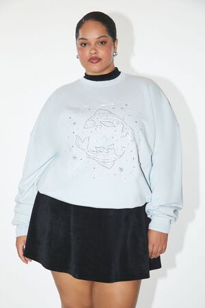 LIGHT BLUE/MULTI Plus Size Beaded Pisces Pullover, image 1