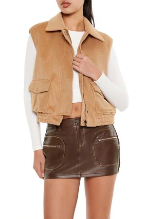 TAUPE Brushed Zip-Up Vest, image 1