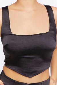 BLACK Satin V-Hem Crop Top, image 5