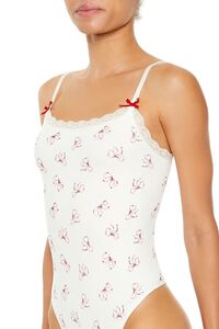 WHITE/HIGH RISK RED Seamless Bow Lingerie Bodysuit, image 4