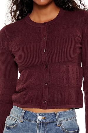 MERLOT Mixed Knit Cardigan Sweater, image 3