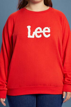 FIERY RED/WHITE Plus Size Fleece Lee Graphic Pullover, image 3
