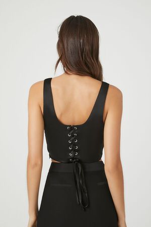 BLACK Satin Corset Crop Top, image 3