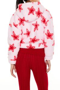PINK/RED Faux Shearling Star Print Hoodie, image 5