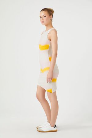 YELLOW/MULTI Tie-Dye Striped Mini Dress, image 2