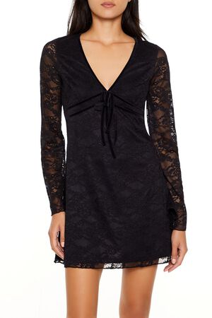 MERLOT Lace Bow Mini Dress, image 2