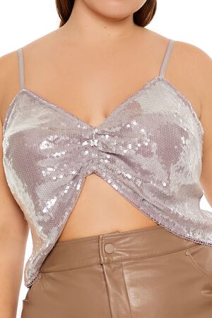 LAVENDER Plus Size Sequin Cropped Cami, image 3