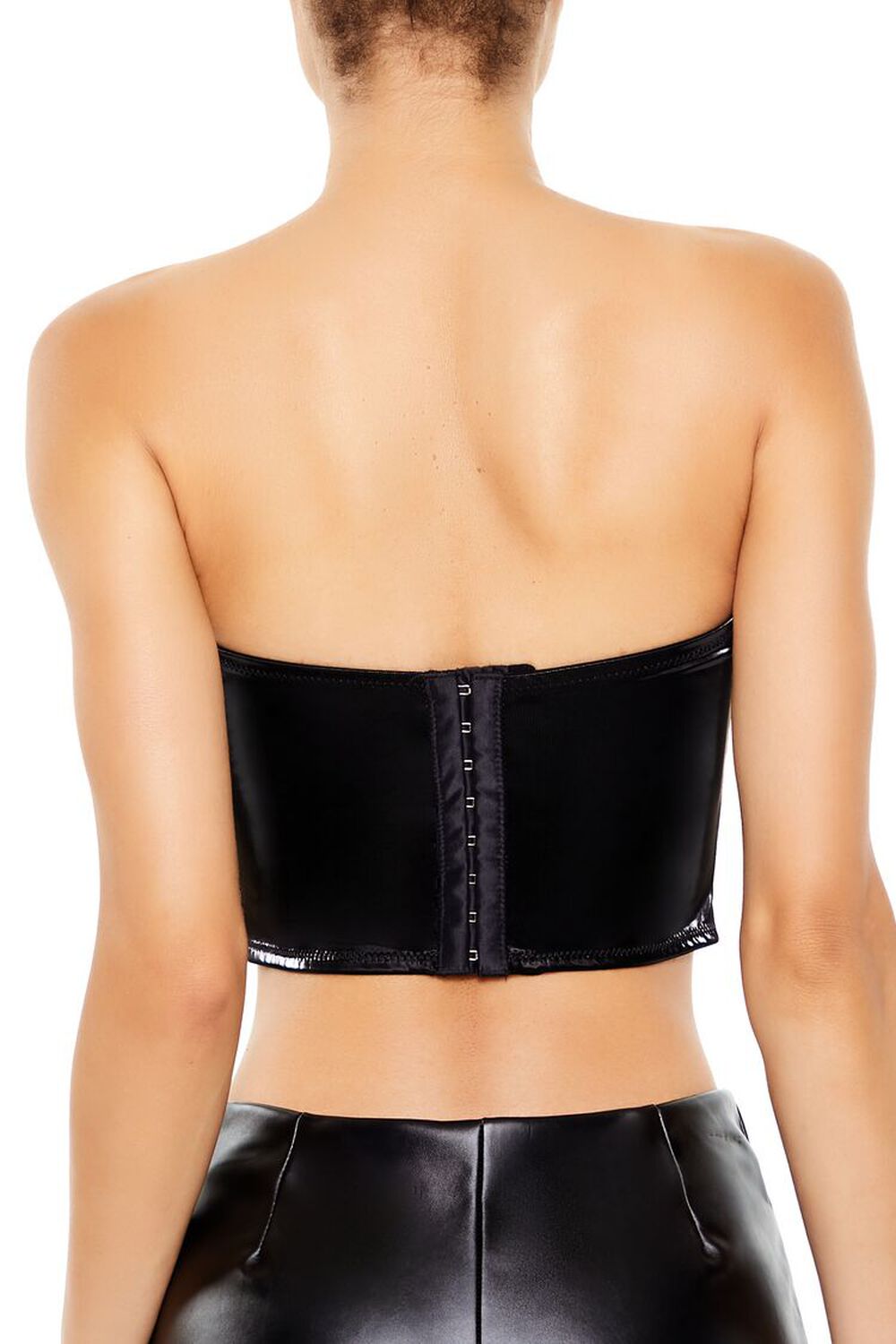 BLACK Faux Leather Lingerie Tube Top, image 3