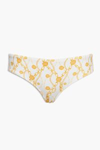 WHITE/YELLOW Chain Print Cheeky Bikini Bottoms, image 5