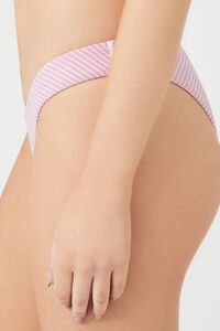 LIGHT PINK/MULTI Shimmer Cheeky Striped Bikini Bottoms, image 3