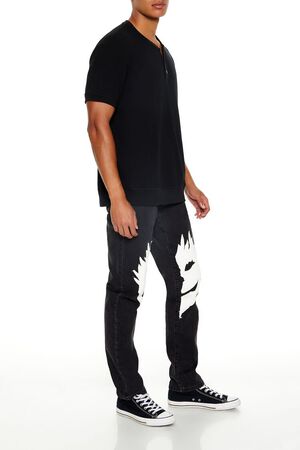 BLACK/MULTI Split Face Slim-Fit Jeans, image 3