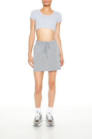 HEATHER GREY Active Seamless Cropped Tee, image 2