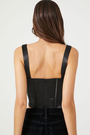 BLACK Satin Bustier Crop Top, image 3