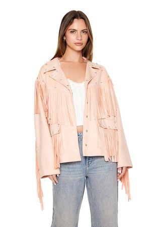 ADOBE ROSE Fringe Faux Suede & Gem Jacket, image 1