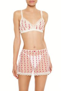 CREAM/MULTI Sheer Floral Ruffle Bralette, image 1
