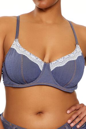 DENIM Plus Size Denim Underwire Bikini Top, image 3