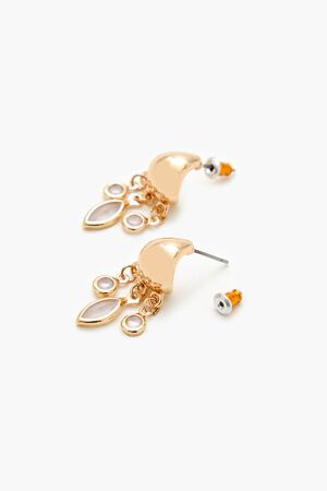 GOLD/CLEAR Faux Gem Charm Hoop Earrings, image 3