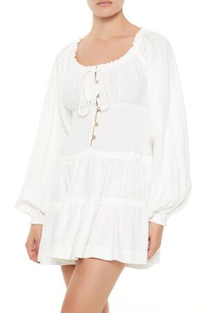 VANILLA Peasant-Sleeve Mini Dress, image 2