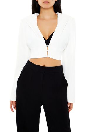 PINK Plunging Hooded Cropped Blazer, image 1