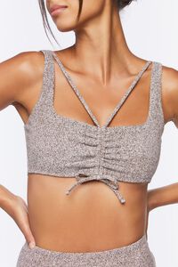 TURKISH COFFEE Ruched Drawstring Sports Bra, image 5