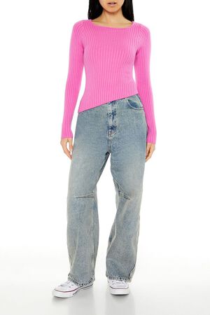 PEONY Asymmetrical Ribbed Knit Sweater, image 2