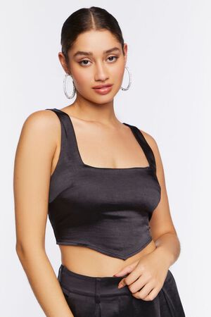 VANILLA Satin V-Hem Crop Top, image 1