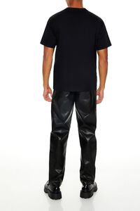 BLACK/WHITE Split Face Faux Leather Pants, image 4