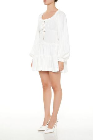 VANILLA Peasant-Sleeve Mini Dress, image 3