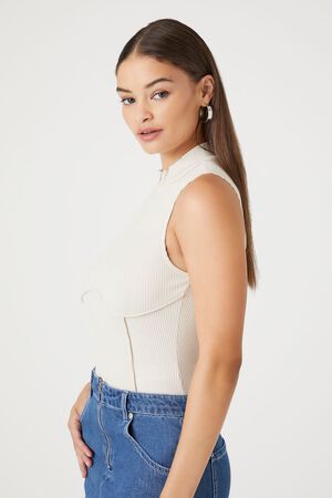 BIRCH Ribbed Half-Zip Bodysuit, image 2