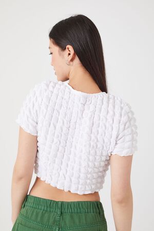 GREEN Textured Cutout Crop Top, image 3