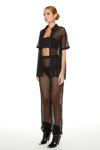 BLACK Sheer Crochet Shirt & Pants Set, image 6