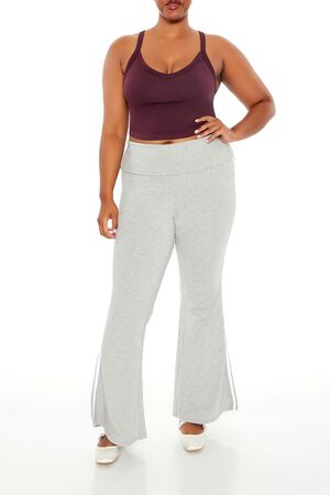 HEATHER GREY Plus Size Two-Tone Flare Leggings, image 1