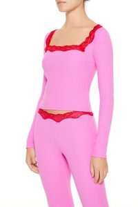 PINK/RED Lace-Trim Crop Top, image 4