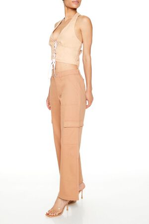 CAMEL Twill Low-Rise Cargo Pants, image 3