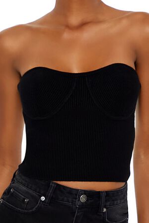 BURGUNDY Sweater-Knit Tube Top, image 3