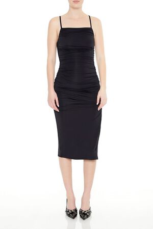 BLACK Ruched Cami Midi Dress, image 1