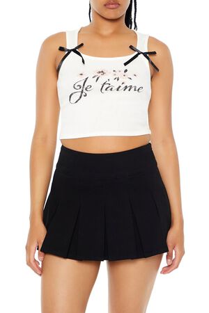 CREAM/MULTI Je Taime Cropped Tank Top, image 1