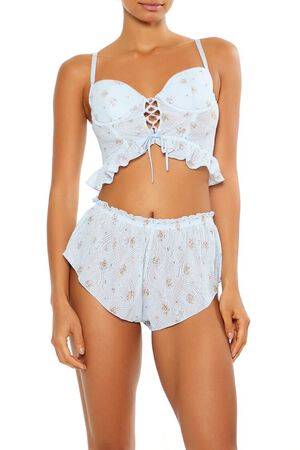 BLUE/MULTI Floral Flounce Lingerie Corset Cami, image 1