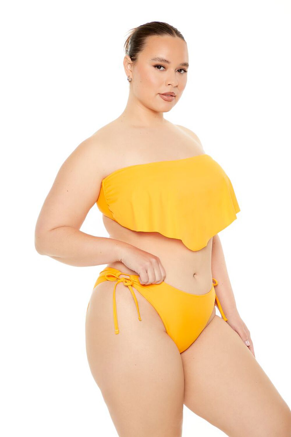 VIBRANT ORANGE Plus Size Side-Tie Bikini Bottoms, image 2