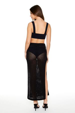 JET BLACK Sheer Crochet Maxi Skirt, image 3