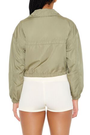 GREEN Cropped Cargo Bomber Jacket, image 3