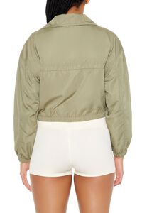 GREEN Cropped Cargo Bomber Jacket, image 3