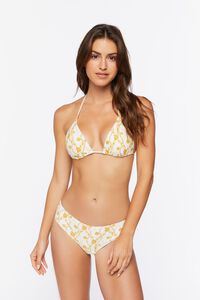 WHITE/YELLOW Chain Print Cheeky Bikini Bottoms, image 1