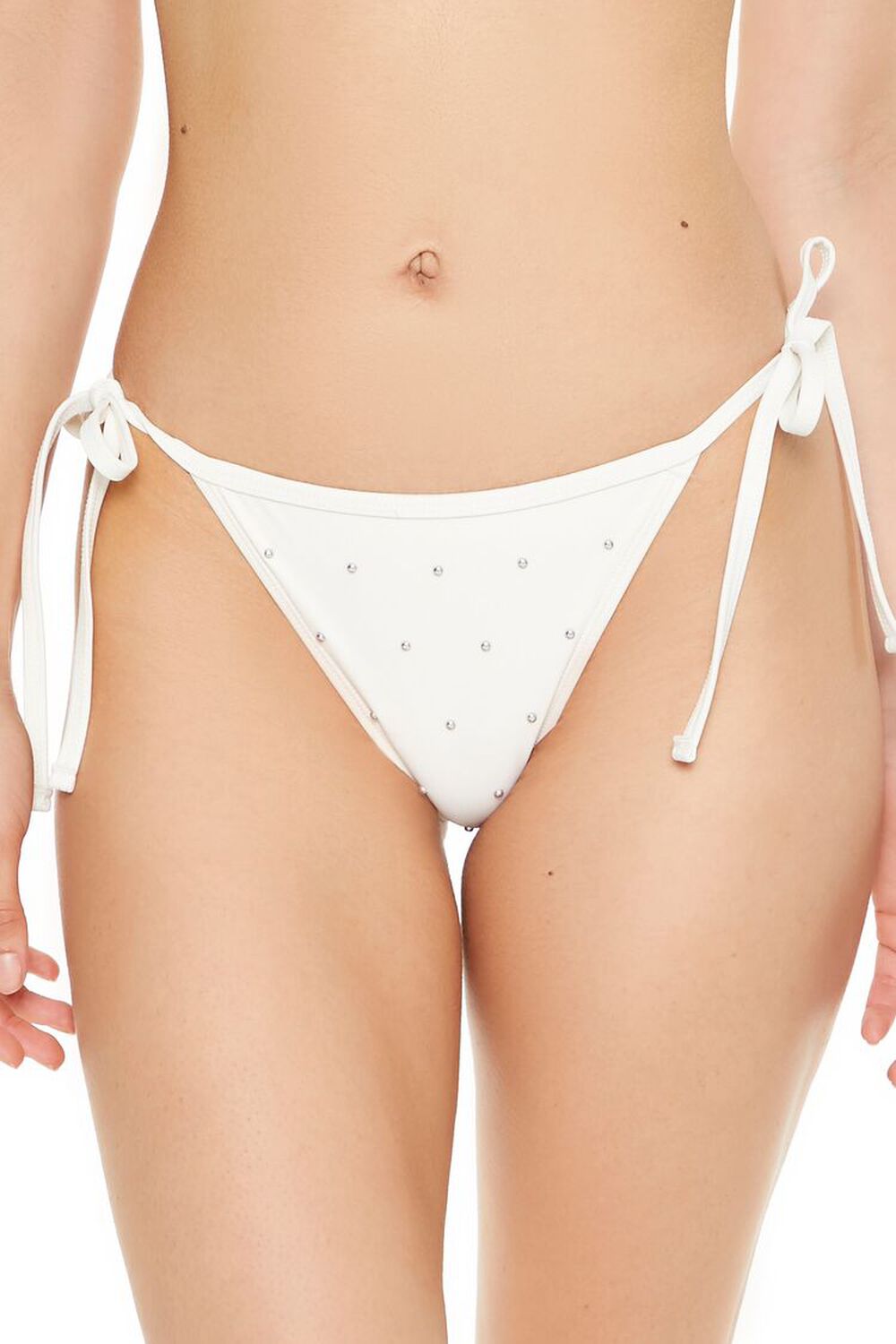 WHITE Studded String Bikini Bottoms, image 2