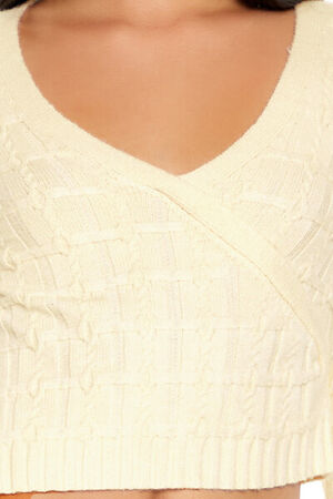 CREAM Surplice Textured Cropped Sweater, image 3